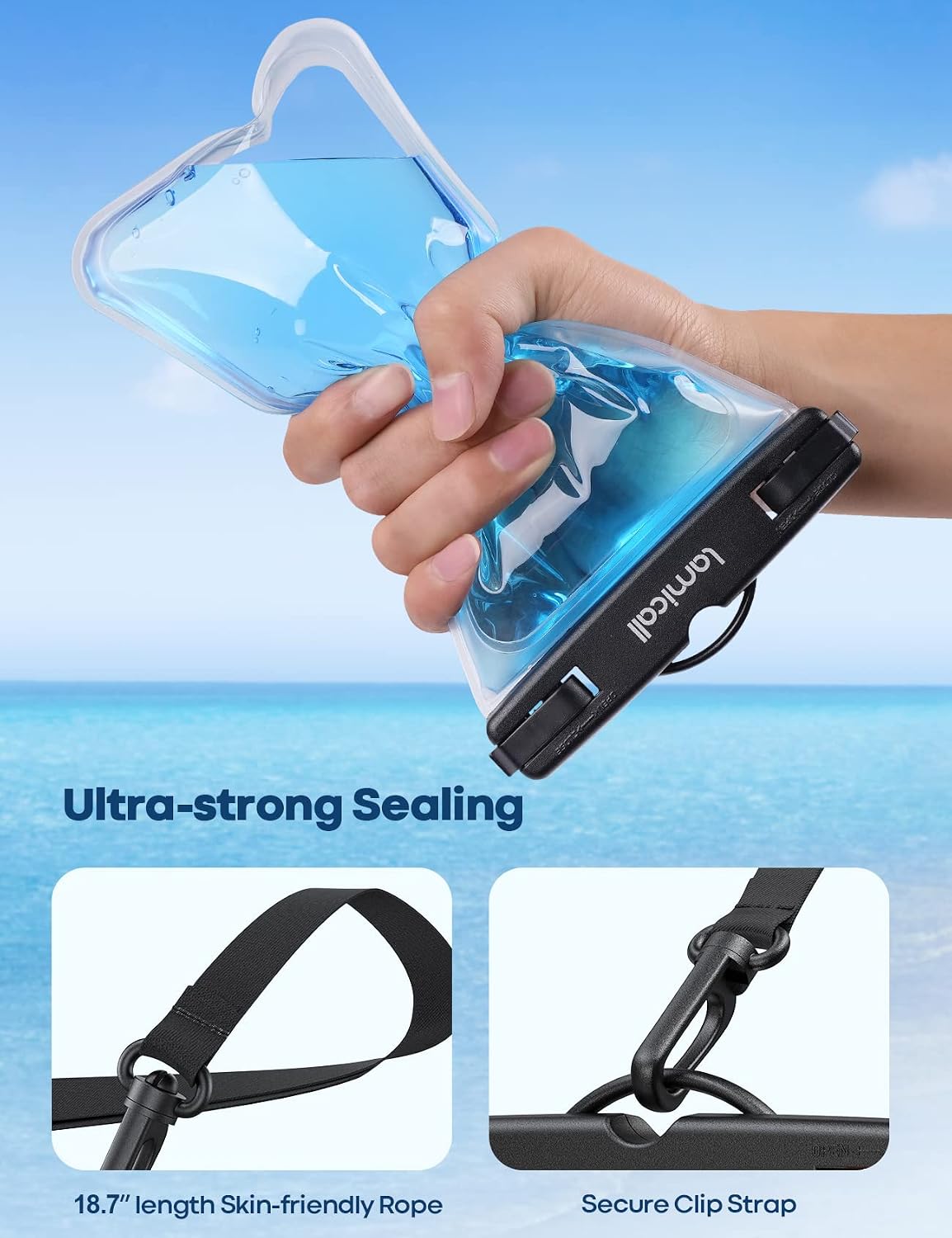 Lamicall Waterproof Phone Pouch, [2 Pack] IPX8 Water Proof Cell Phone Case
