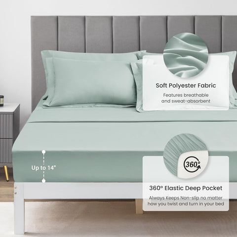 Love's cabin Full Comforter Set Aqua, 7 Pieces Full Bed in a Bag, All Season Bedding Sets with 1 Comforter, 1 Flat Sheet, 1 Fitted Sheet, 2 Pillowcase and 2 Pillow Sham