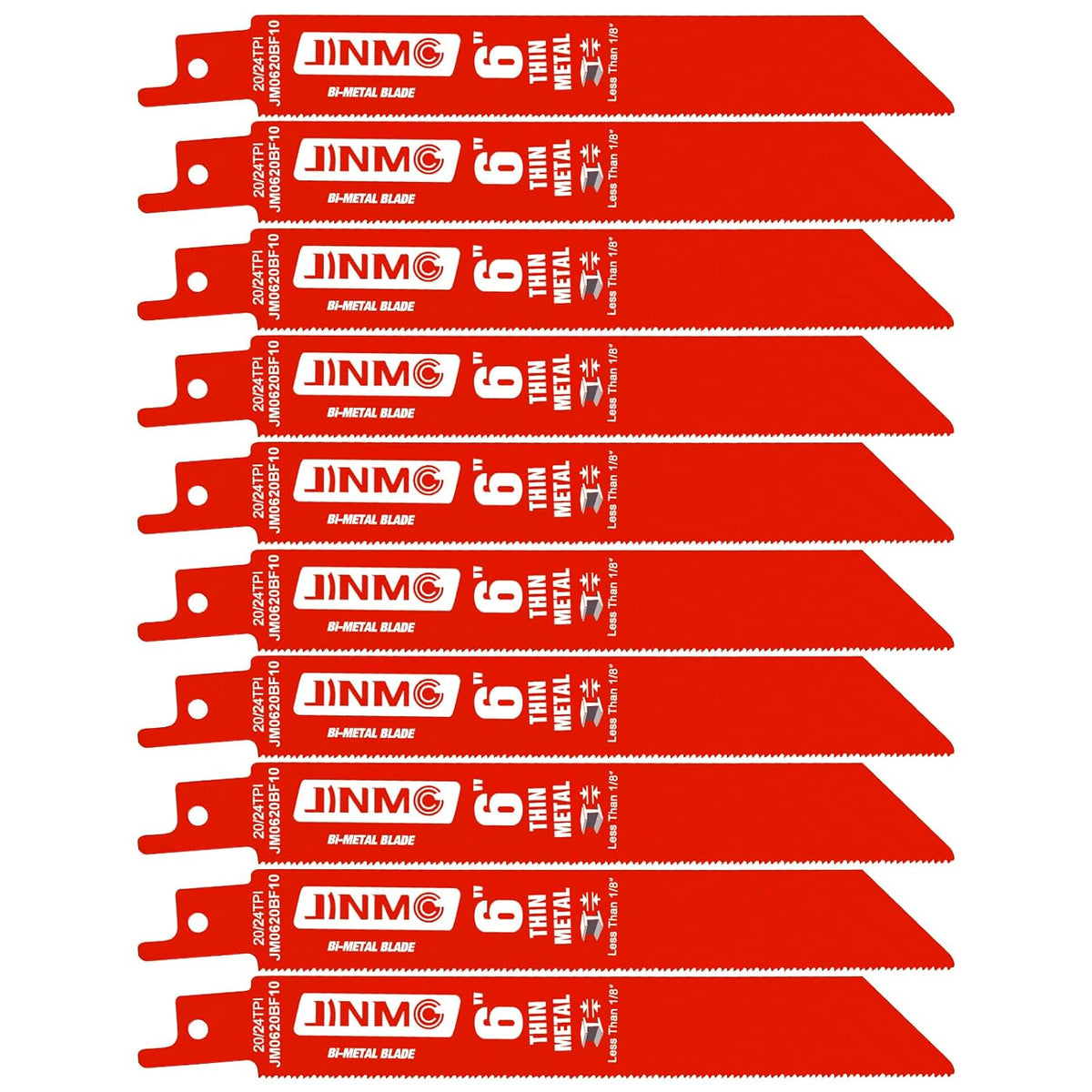 10 Pack 6 Inch 20/24TPI Reciprocating Saw Blades for Diablo Sawzall Blades