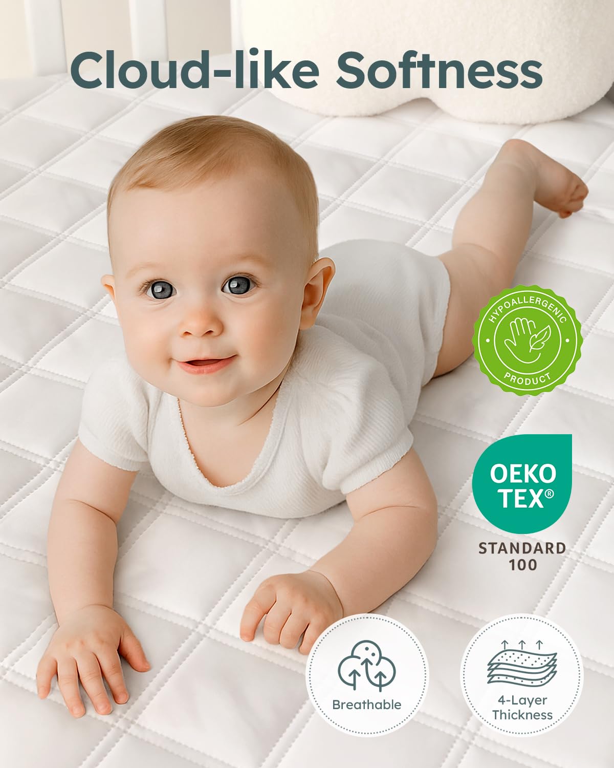 Yoofoss Waterproof Crib Mattress Protector Sheets Fitted 2 Pack 52''x28''