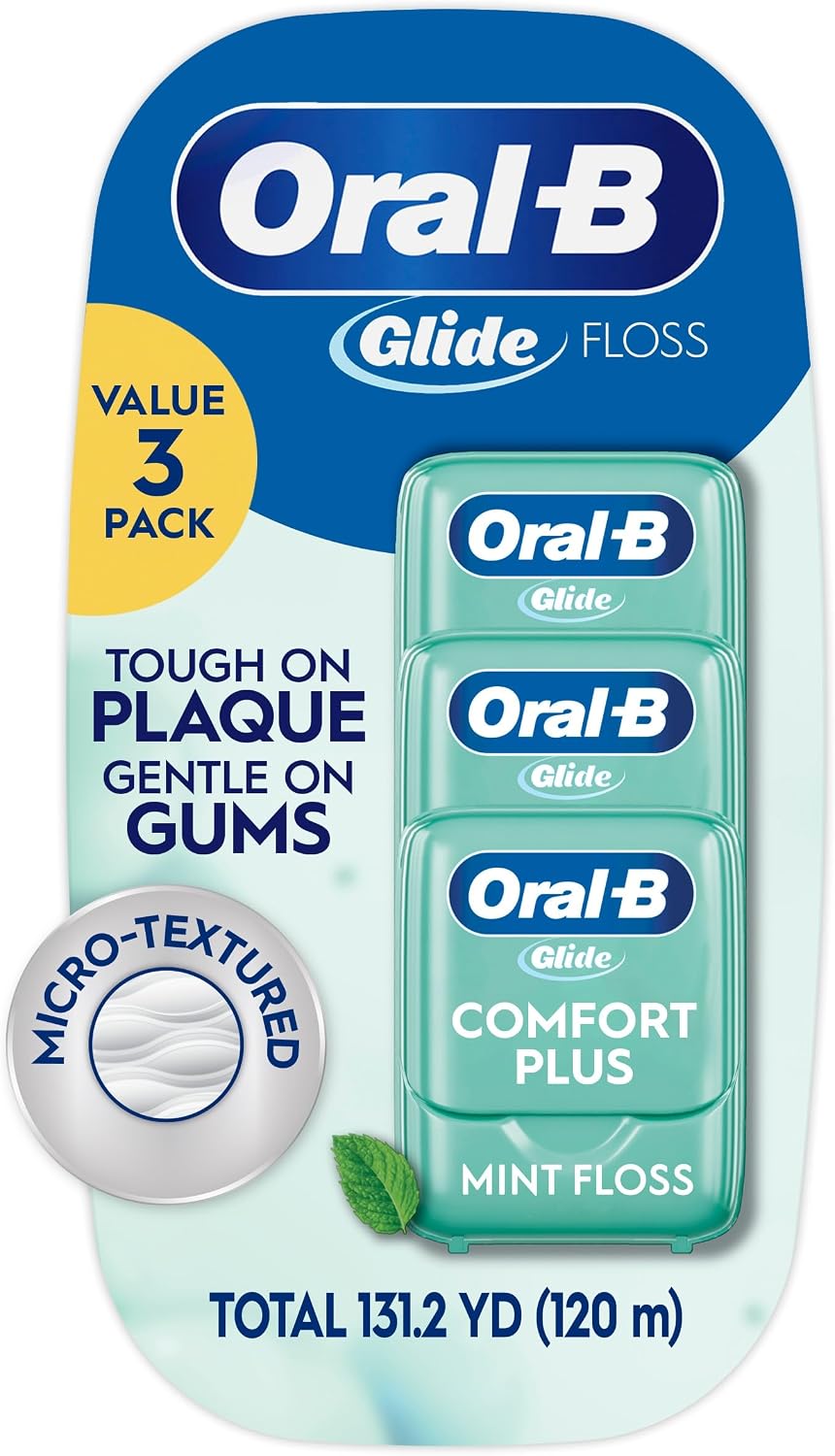 Glide Comfort Plus Dental Floss, Extra Soft, Value 3 Pack (40m Each)