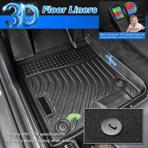 Floor Mats Custom Fit for Hyundai Ioniq 5 with Movable Console 2022 2023 2024 2025 Accessories All Weather Floor Liner Front & Rear 2 Rows Car Carpet Protection TPE Odorless