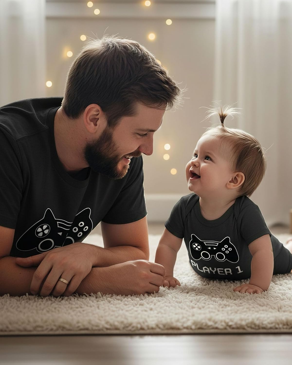 Tstars Gamer Daddy and Me Matching Set Player 1 2 Tee Baby Bodysuit