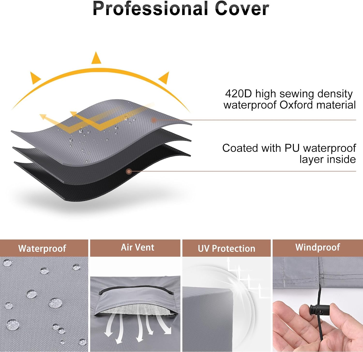 Mrrihand Central Air Conditioner Cover for Outside Units Waterproof Heavy Duty AC Unit for Outdoor Large AC Cover for Winter (30"X30"X32")-Grey