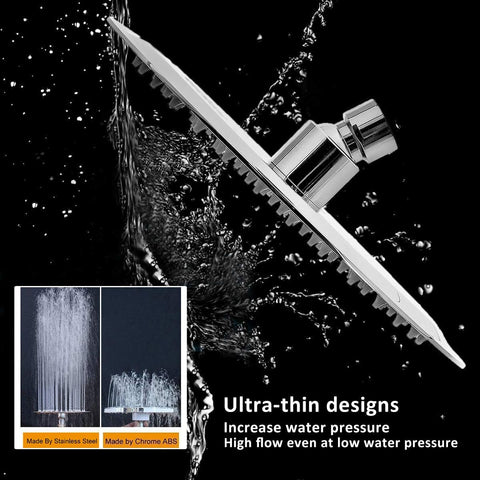 NearMoon Rain Shower Head, Ultra-Thin Design-Pressure Boosting, Awesome Some Experience, High Flow Stainless Steel Rainfall Head (8 Inch,Chrome Finish)