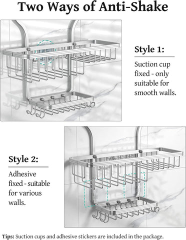 YASONIC Never Rust Shower Caddy Hanging, Aluminum Shower Racks for Inside Shower, 3-Tier Shower Organizer Hanging Over Shower Head with Hooks and Soap Holder, Silver