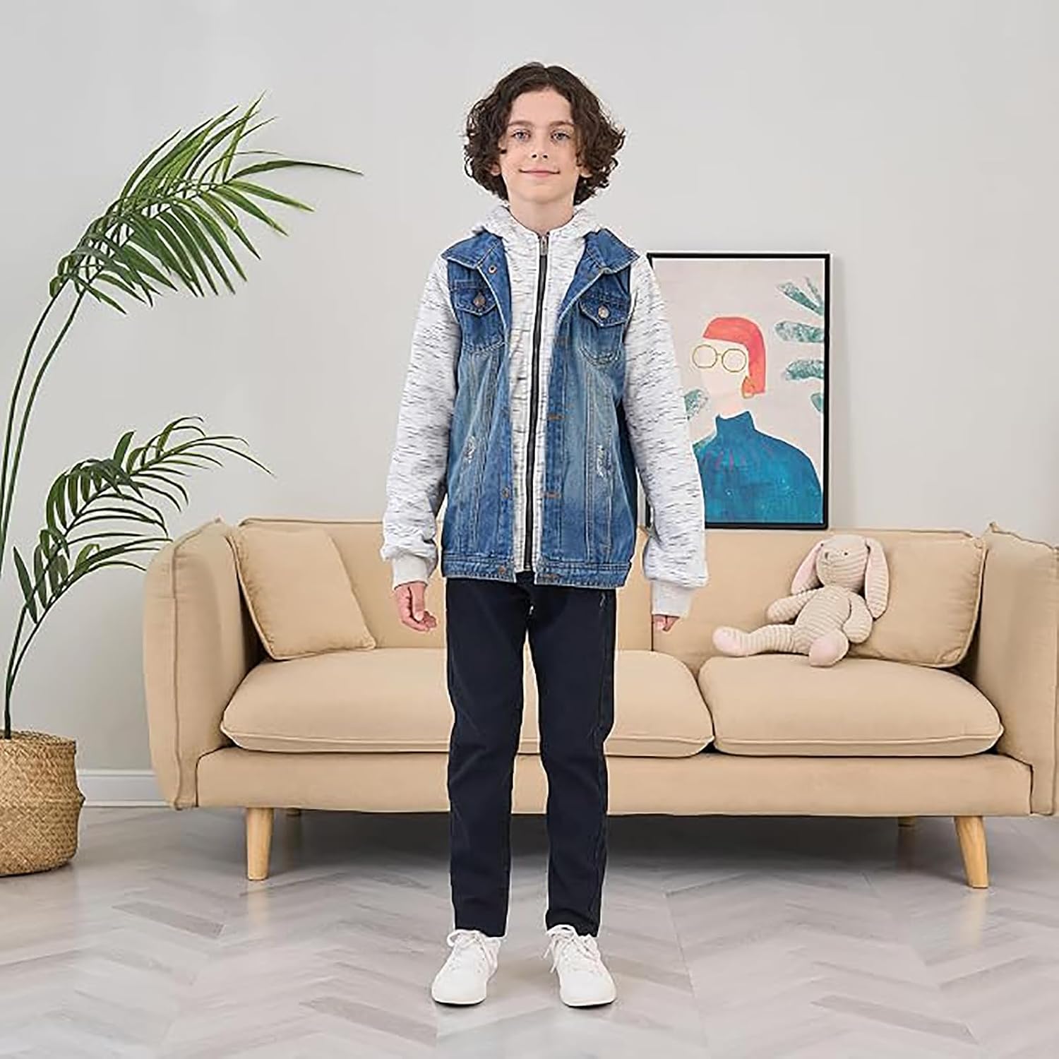 Mallimoda Kids Boys Girls Hooded Denim Jacket