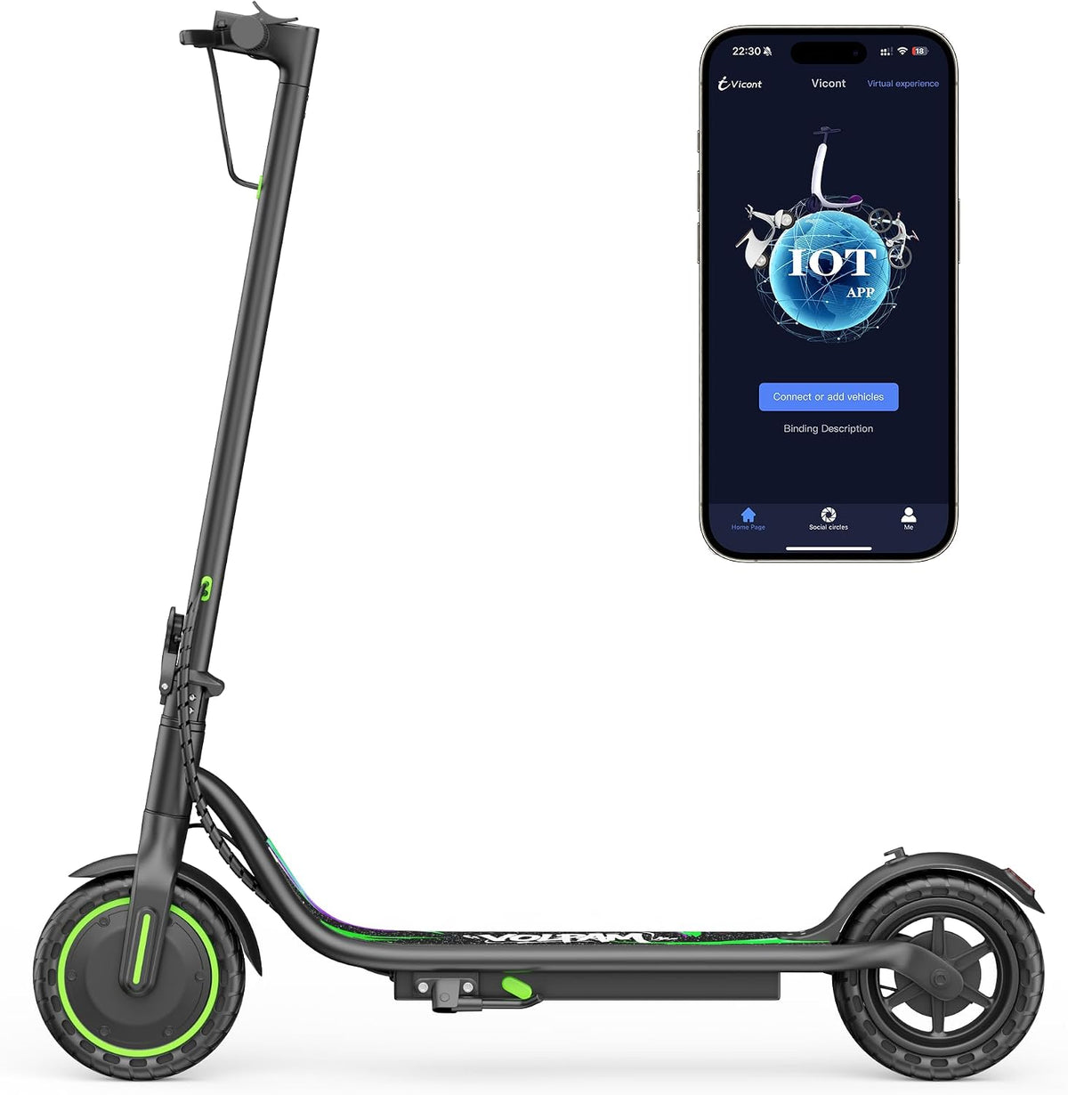 VOLPAM Electric Scooter, 350W/500W Motor, 21/28/40 Miles Long Range, 19 MPH Max Speed, 8.5" Solid Tire, Lightweight EScooter with Dual Brakes & Lights, APP