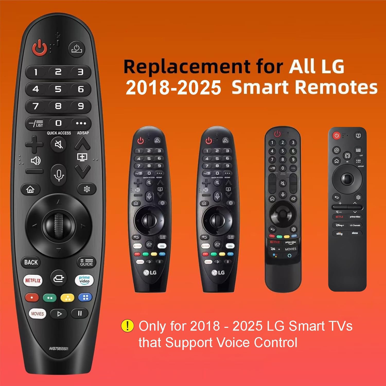 Replacement for LG Remote Control for Smart TV from 2018-2025, for Magic LG TV Remote Replacement with Voice and Pointer Function. 1-Year Warranty.