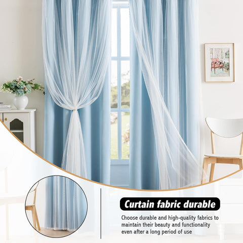 Anytime Blackout and Sheer Layered Curtains Solid Grommet Top Window Panels