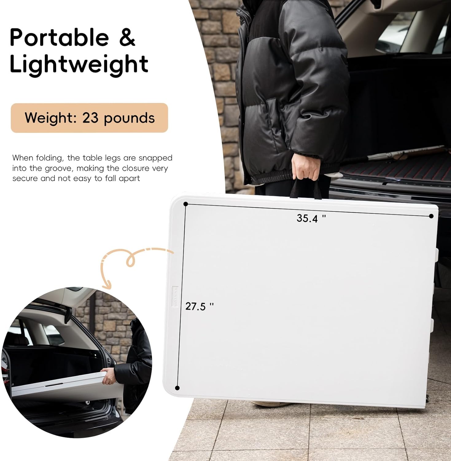 pollilar 6FT Folding Table Heavy Duty Portable Plastic Foldable Table White