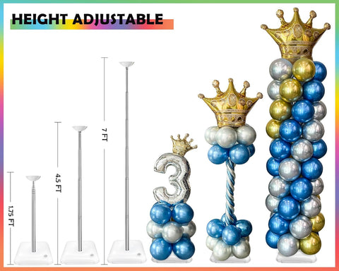 YALLOVE Set of 2 Up to 7-Ft Adjustable Metal Balloon Column Stands