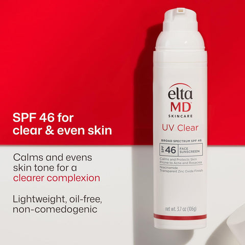 EltaMD UV Clear Face Sunscreen with Zinc Oxide, Oil-Free, SPF 46 and SPF 50