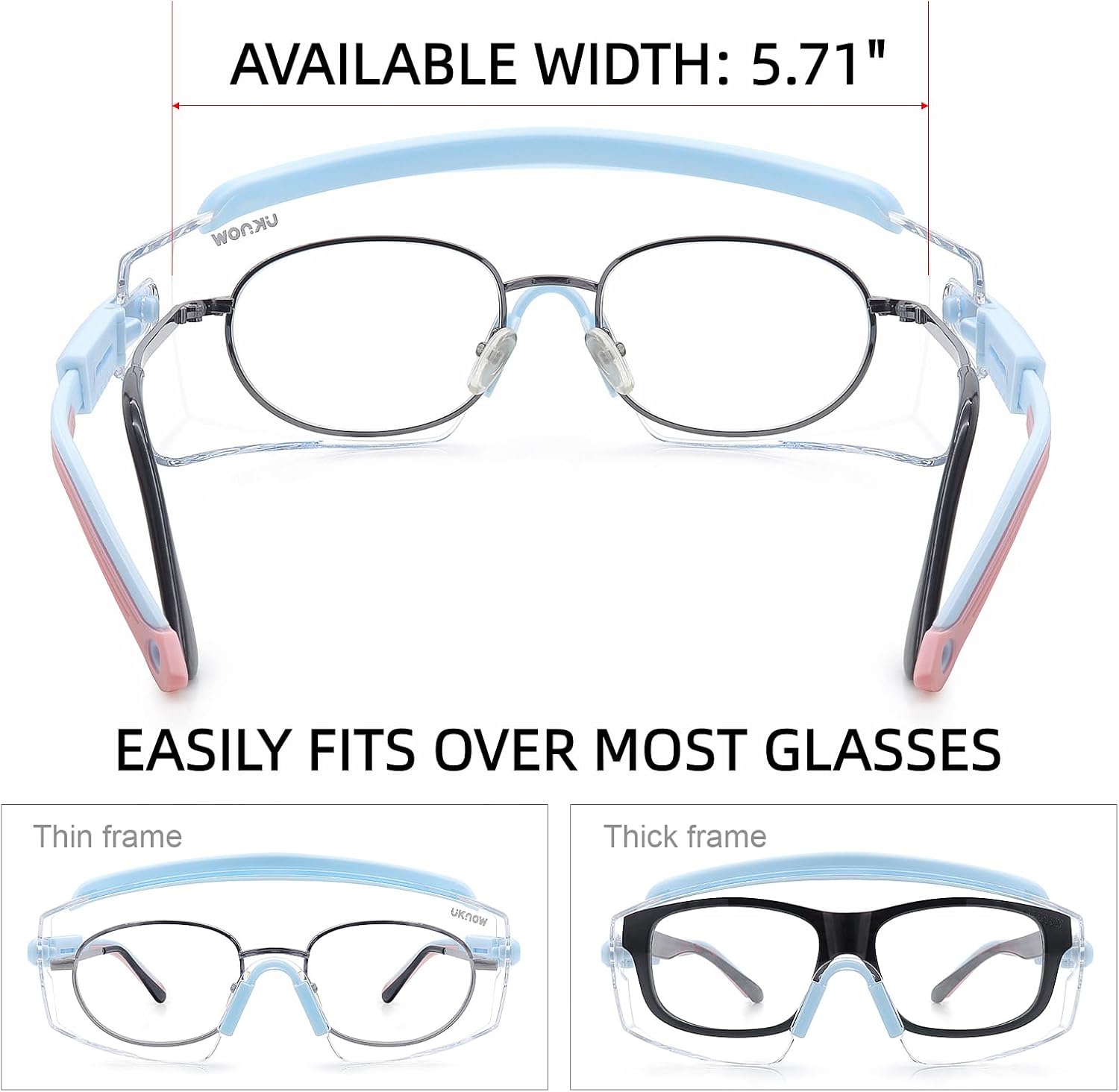 UKNOW Safety Goggles Over Glasses, Anti Fog Safety Glasses with Clear Wraparound Lens, ANSI Z87.1 Protective Eyewear