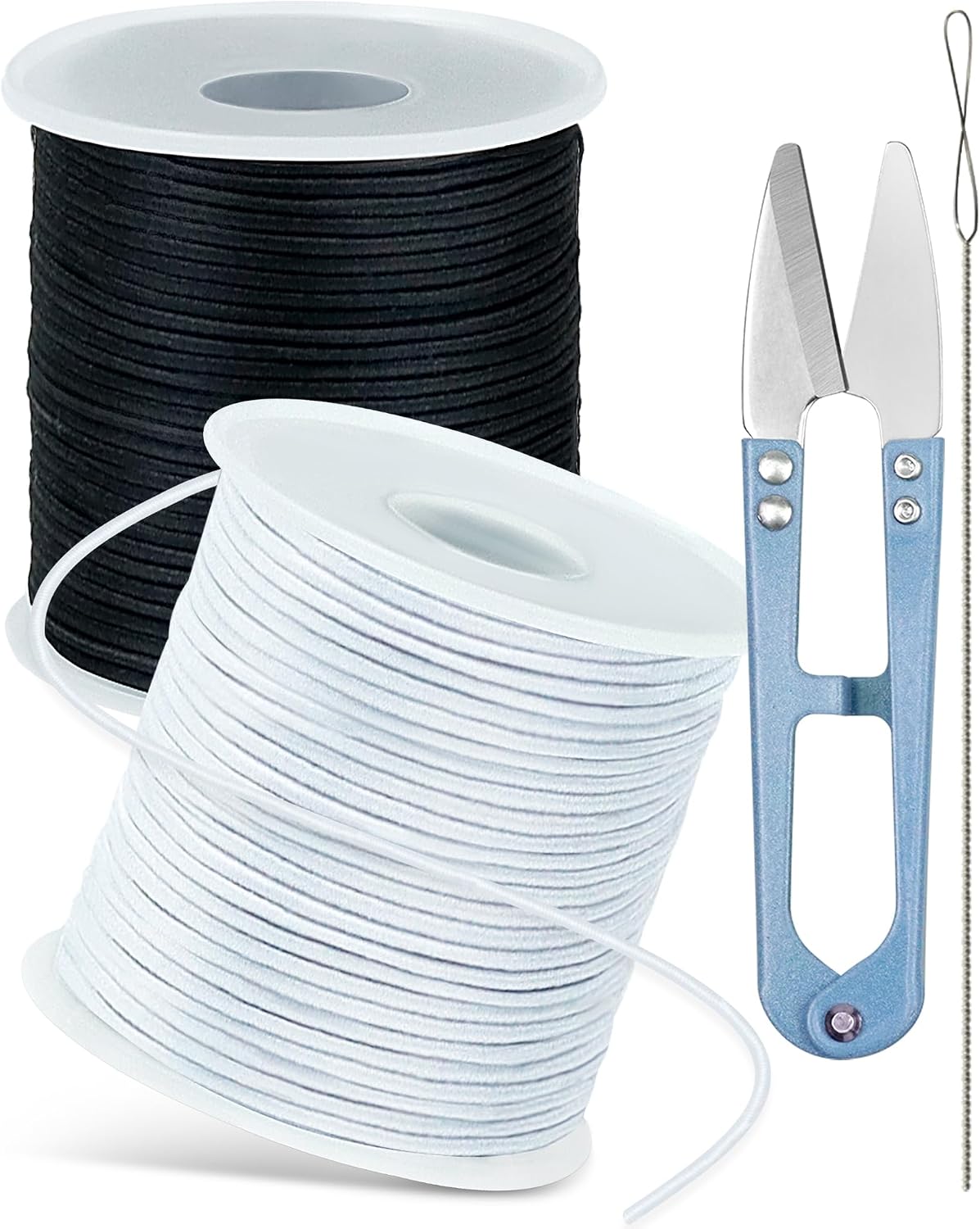 FIVEIZERO 2 Rolls Elastic Bracelet String Total 330 Feet,1.0mm,1.2mm,1.5mm Elastic Cord for Beading Stretchy String with Beading Needle for Bracelets, Sewing, Necklace, Jewelry Making and Crafts