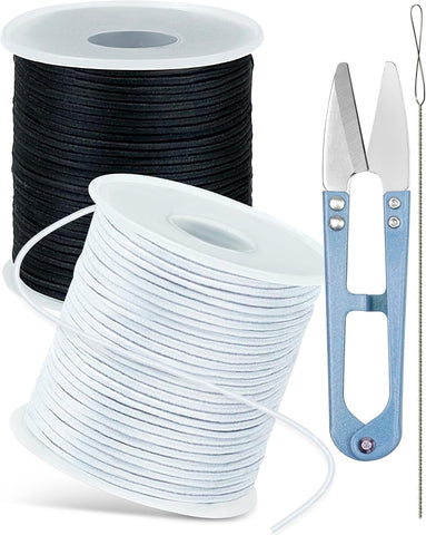 FIVEIZERO 2 Rolls Elastic Bracelet String Total 330 Feet,1.0mm,1.2mm,1.5mm Elastic Cord for Beading Stretchy String with Beading Needle for Bracelets, Sewing, Necklace, Jewelry Making and Crafts