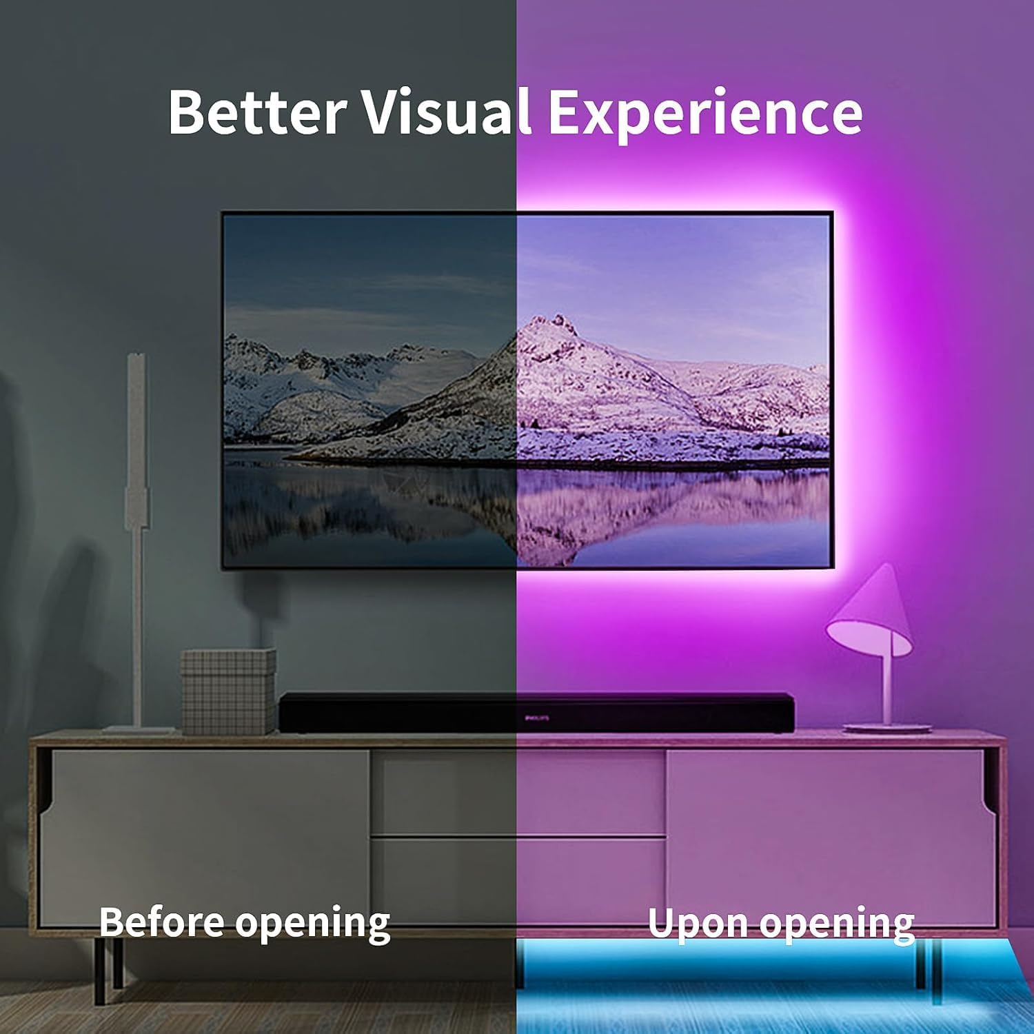 KSIPZE LED Lights for TV, 19.7ft TV led Backlight for 65-85 Inch TVs RGB TV Backlight Behind Music Sync Smart APP & Button Control TV LED Strip Lights USB Powered for Bedroom/Gaming