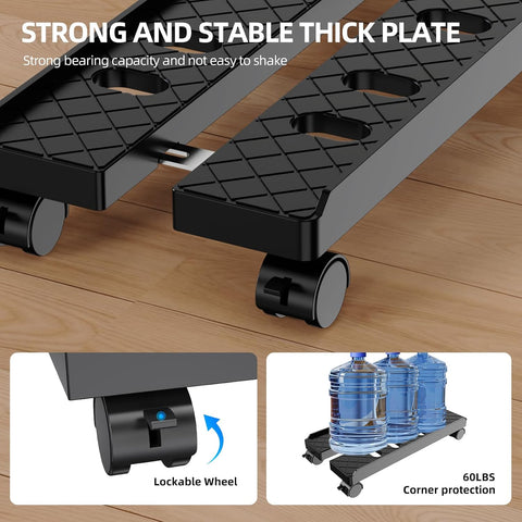 Adjustable Computer Tower Stand, Ventilated Mobile CPU Holder, Large Black