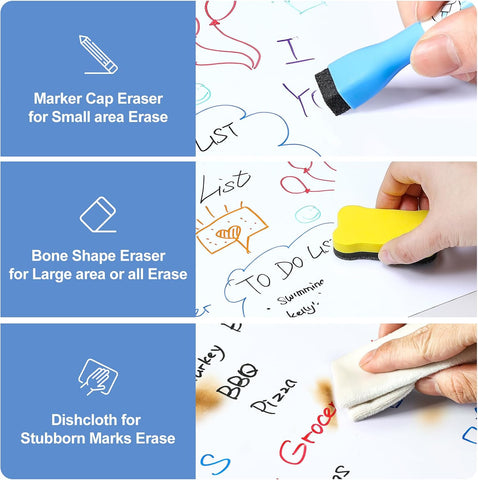 2 Pack Magnetic Dry Erase Board Sheet for Fridge, 12"x8" Erasable Refrigerator WhiteBoard w/ 4 Markers & 1 Eraser- Smooth and Flexible Small Magnet Blank Notepad for Home Kitchen Organizer and Planner