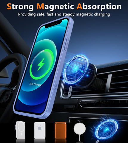 FNTCASE for iPhone 12/iPhone 12 Pro Case Light Purple: Fit for MagSafe