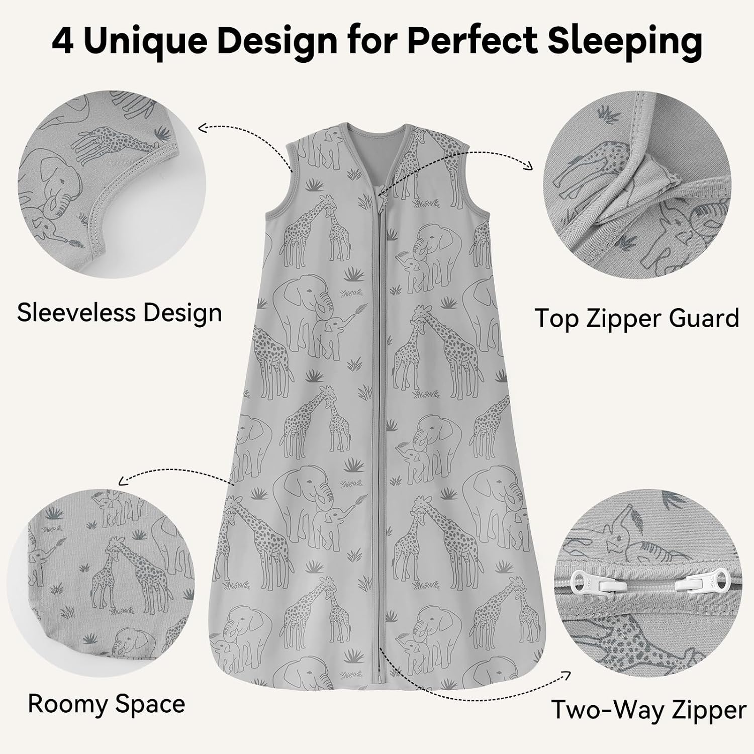 Unnivoll Baby Sleep Sack 0-6 Months 100% Organic Cotton 0.5 TOG