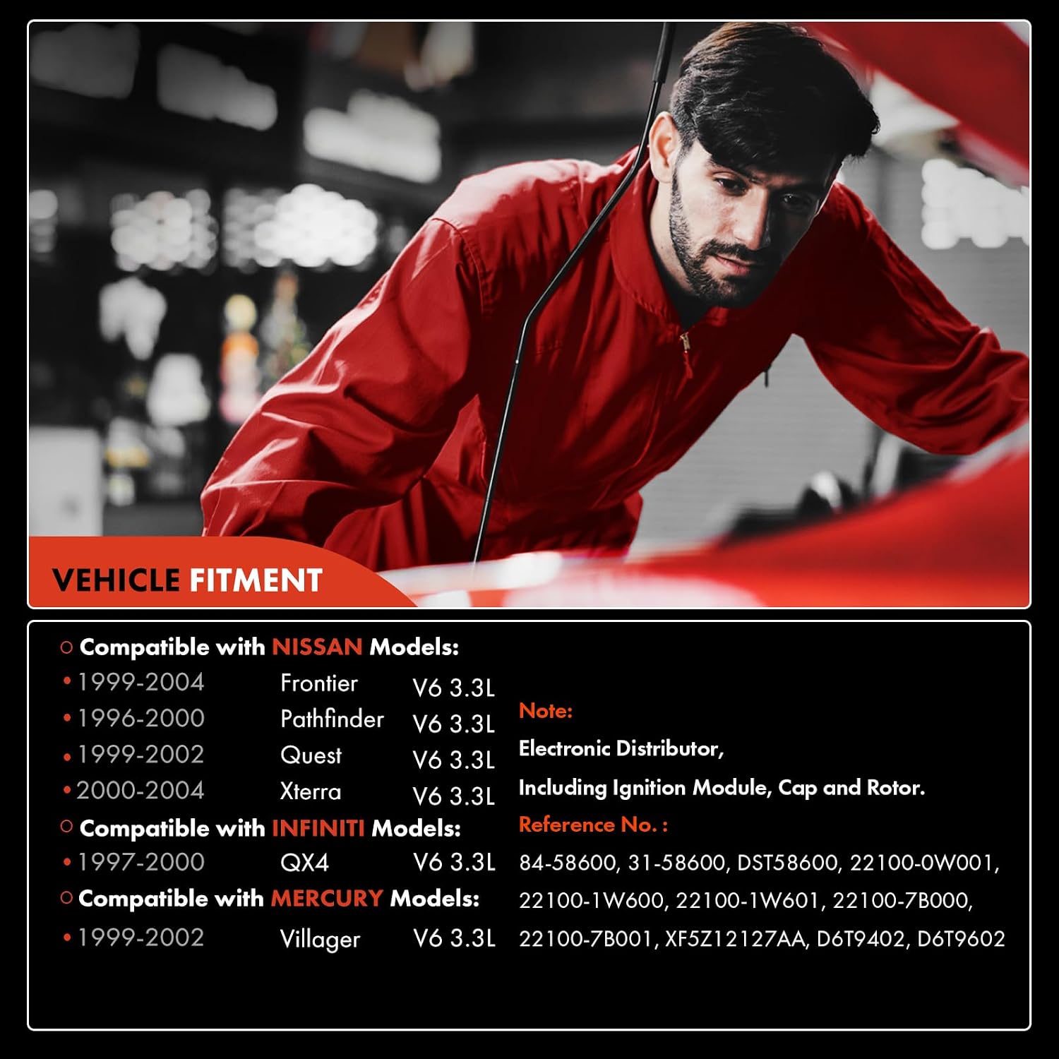 A-Premium Ignition Distributor with Cap and Rotor, 3.3L V6, 6+2 Blade
