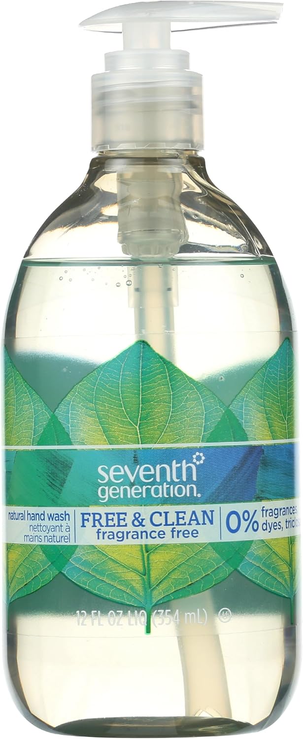 Seventh Generation Liquid Hand Soap Fragrance Free Free & Clean Unscented Hand Soap 12 Fl.oz, Pack of 8