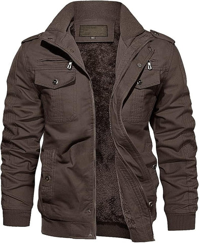 EKLENTSON Mens Winter Jacket with Multi Pockets Fleece Lined Military Coat