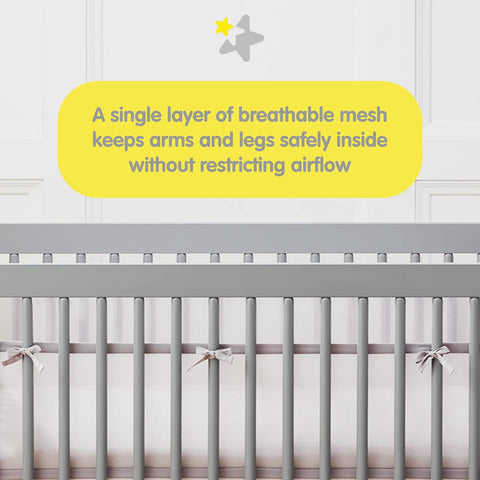 BreathableBaby Breathable Mesh Liner for Full-Size Cribs, Classic 3mm Mesh, Gray Clover (Size 4FS Covers 3 or 4 Sides)