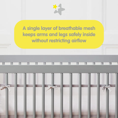 BreathableBaby Breathable Mesh Liner for Full-Size Cribs, Classic 3mm Mesh, White (Size 4FS Covers 3 or 4 Sides)