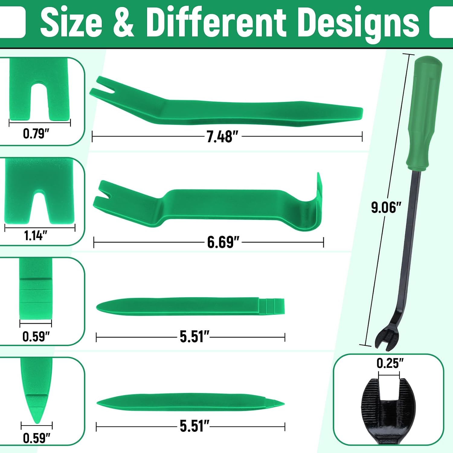 BFXM 5PCS Car Trim Removal Tool Kit, Plastic Pry Tool No-Scratch, Green