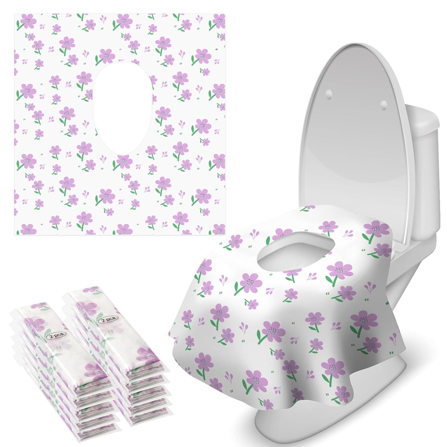 Blissful Diary 20 Pcs Toilet Seat Covers Disposable for Toddlers & Adults, Extra Large Waterproof, Portable Package for Travel, Kids Potty Training (Pack of 2)