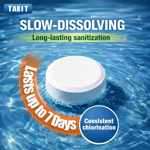 Chlorine Tablets 3 inch 40 Pounds, TABIT Swimming Pool Long Lasting Chlorinating Tablets, Slow Dissolving, Tri-Chlor for Swim Pool, Hot Tubs, Spa