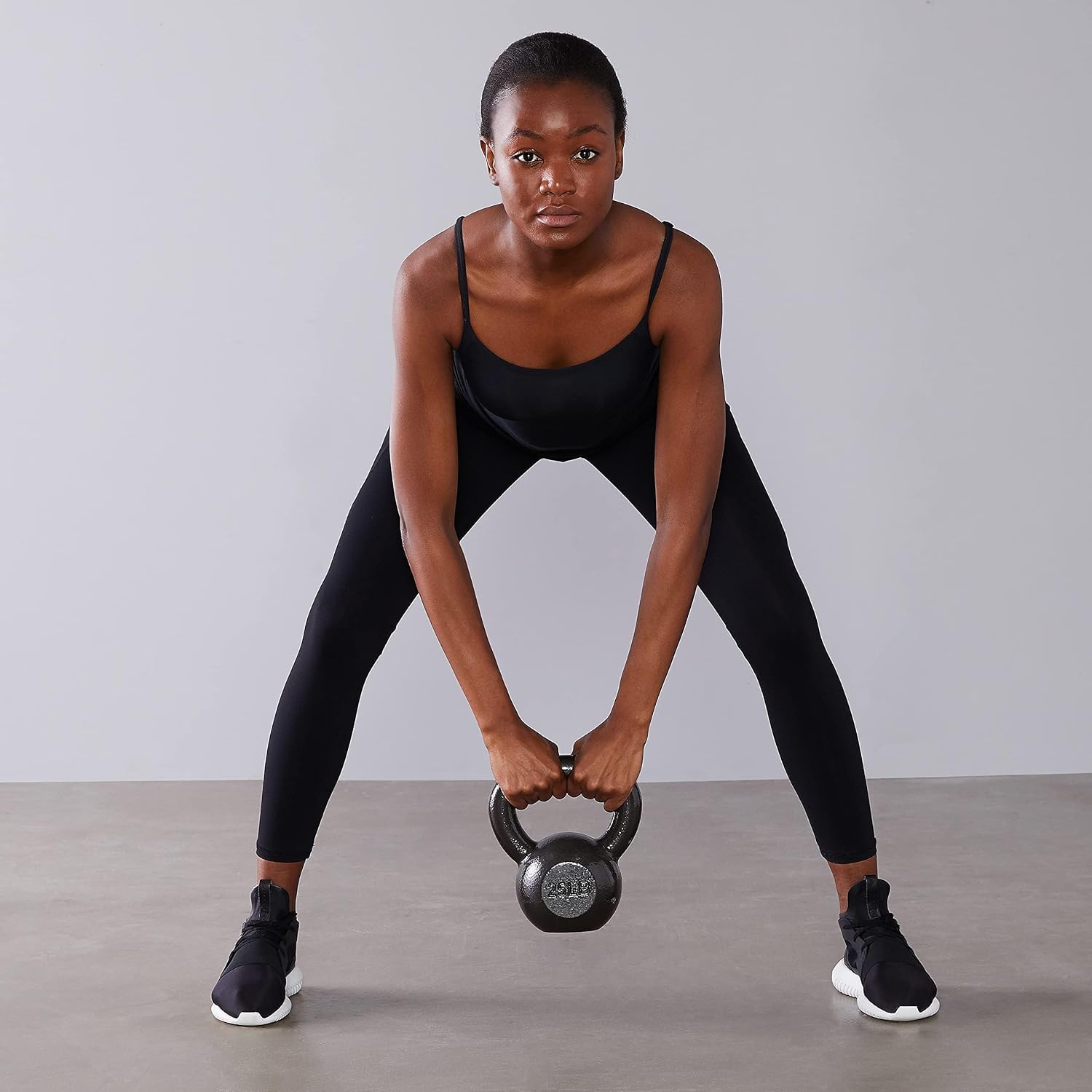 Amazon Basics Cast Iron Kettlebell for Strength Training, Textured Wide Handle, Black