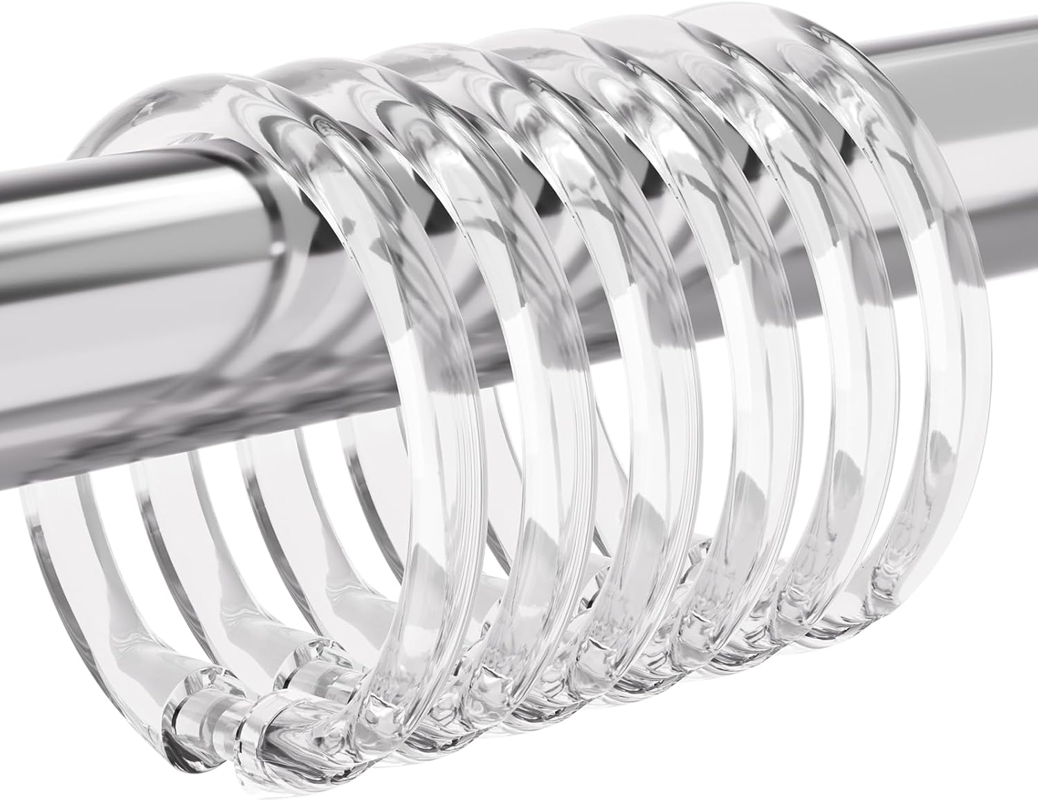 Amazer Plastic Shower Curtain Rings, 24 Pcs Shower Curtain Hooks, O Shape Clear Shower Curtain Hooks Rings, Easy to Snap Closure, Shower Hooks for Shower Curtain and Liner Bathroom