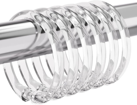 Amazer Plastic Shower Curtain Rings, 24 Pcs Shower Curtain Hooks, O Shape Clear Shower Curtain Hooks Rings, Easy to Snap Closure, Shower Hooks for Shower Curtain and Liner Bathroom