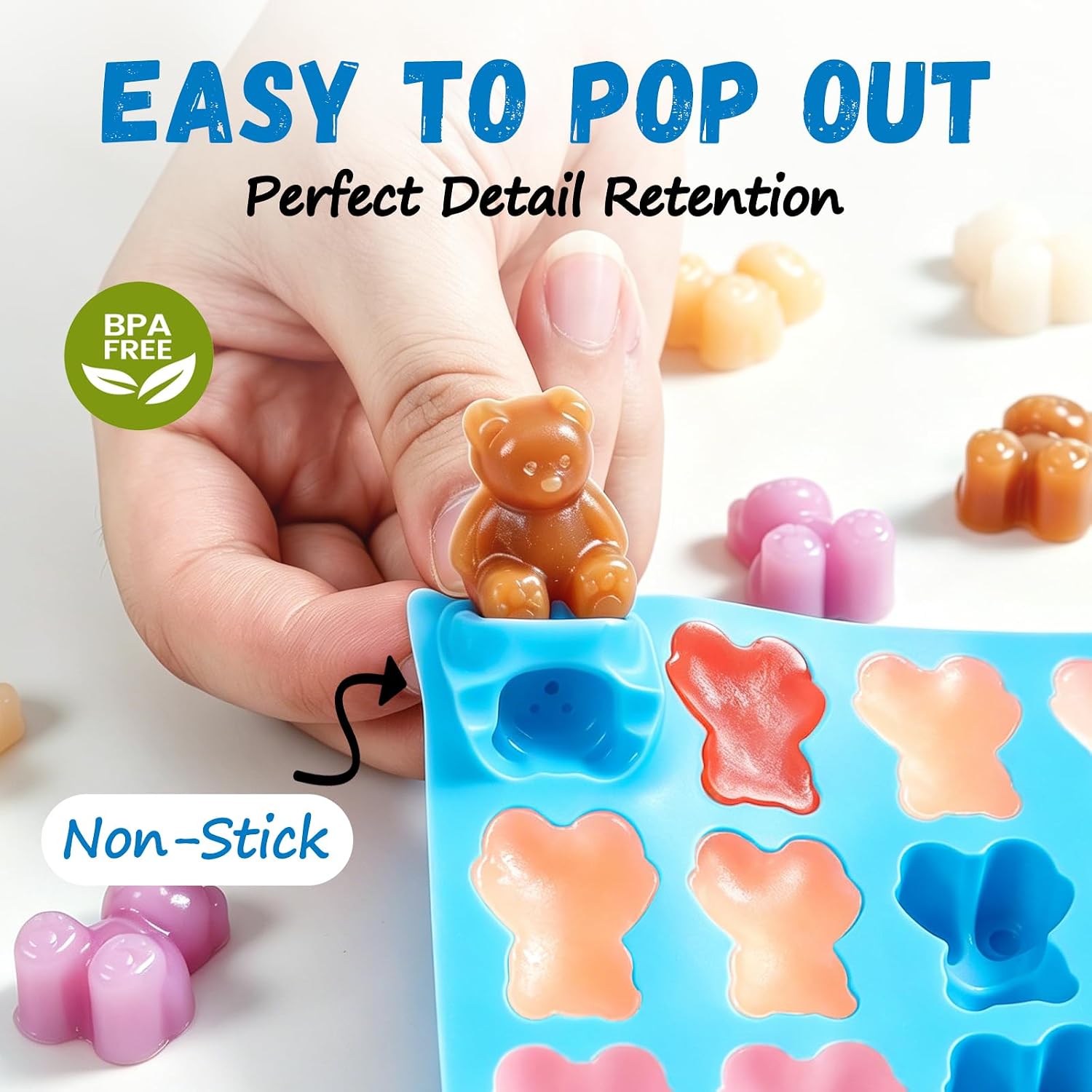 4 Pack Large Gummy Bear Molds Candy Molds - 3 Inch Gummy Silicone Molds