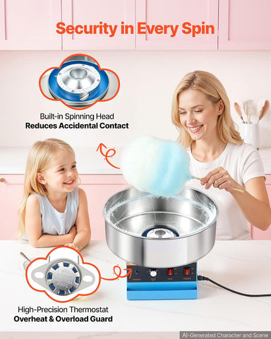 VEVOR Commercial Cotton Candy Machine, 1000W Electric Candy Floss Maker