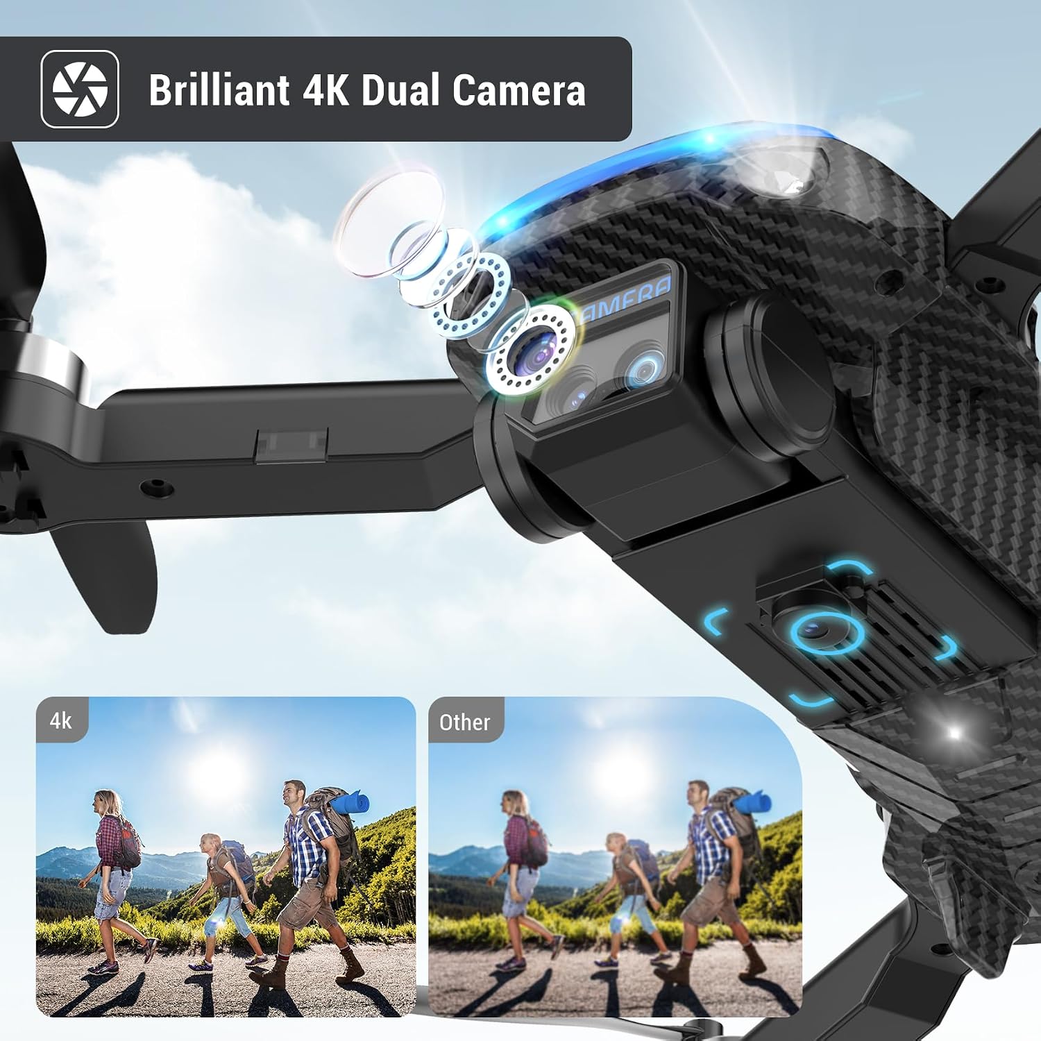 MSMV 4K HD Camera Drones, Wireless RC Flight Gyroscopes & Governors,Black