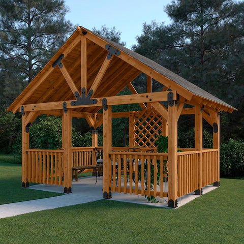 OZCO Laredo Sunset Post Base Kit, 6in x 6in, 1 Kit with Hardware, Black