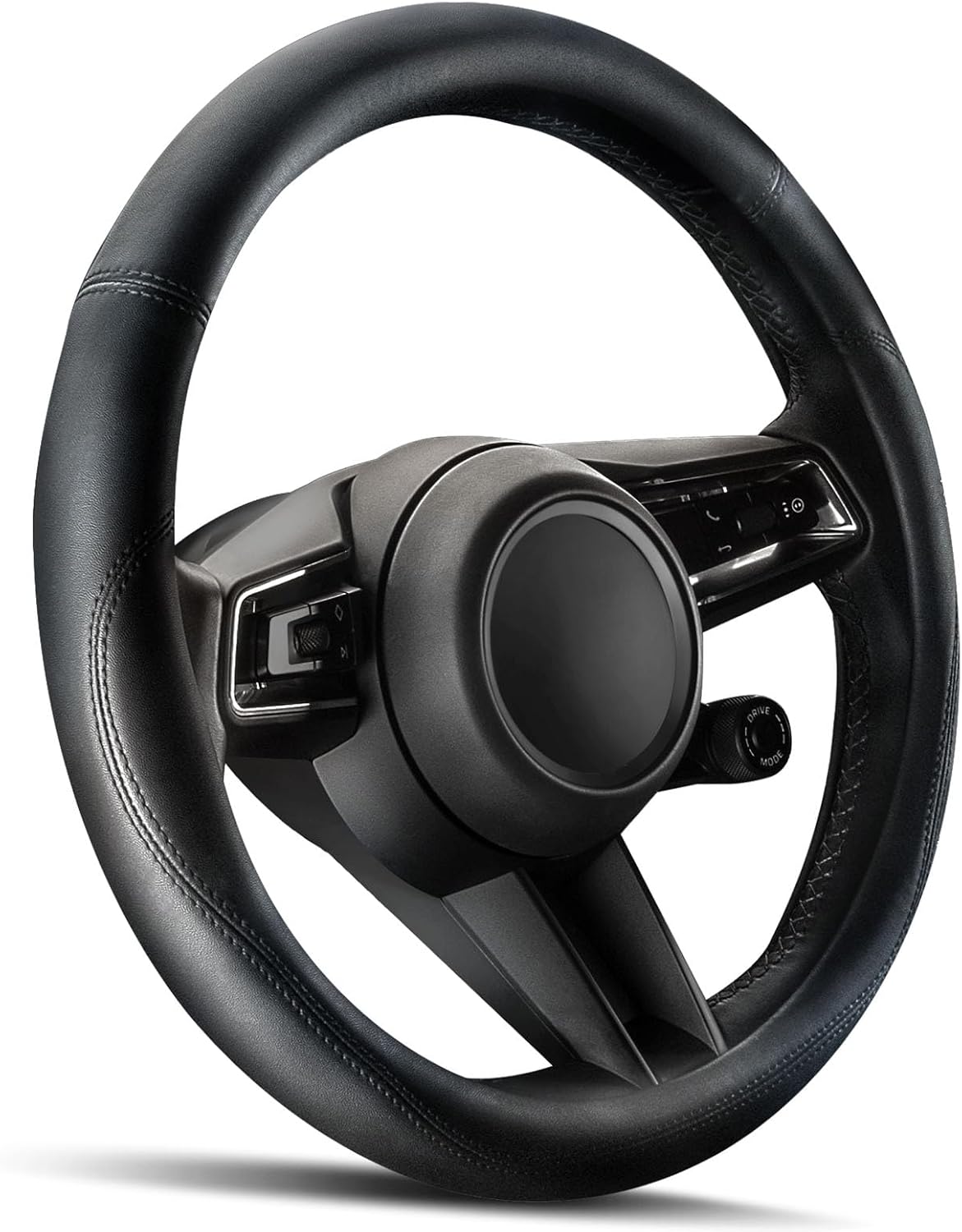 HOTOR Car Leather Steering Wheel Cover, Universal 14.5"-15", Gray