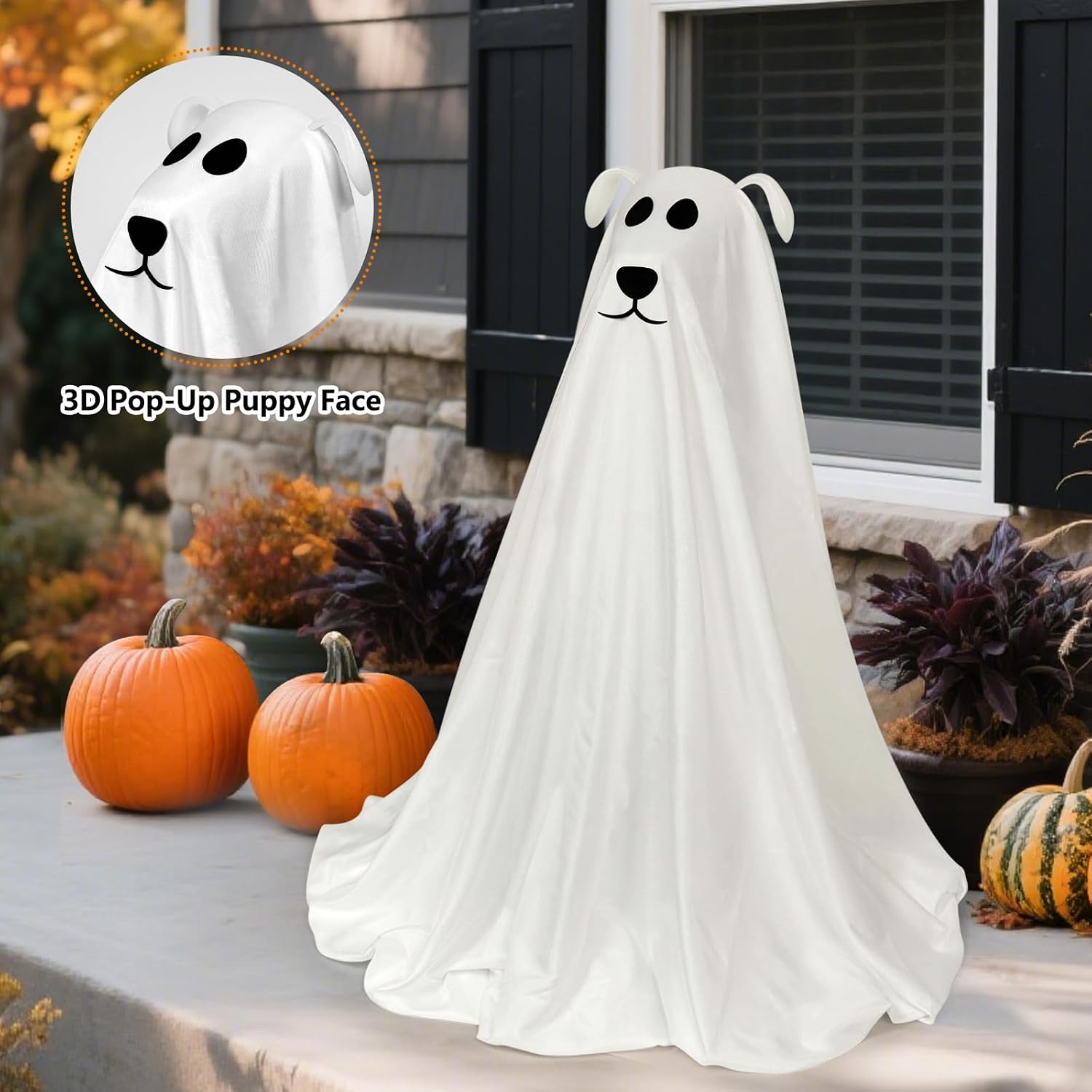 Halloween Decorations, 2.5FT Light Up Halloween Ghost Dog with Remote