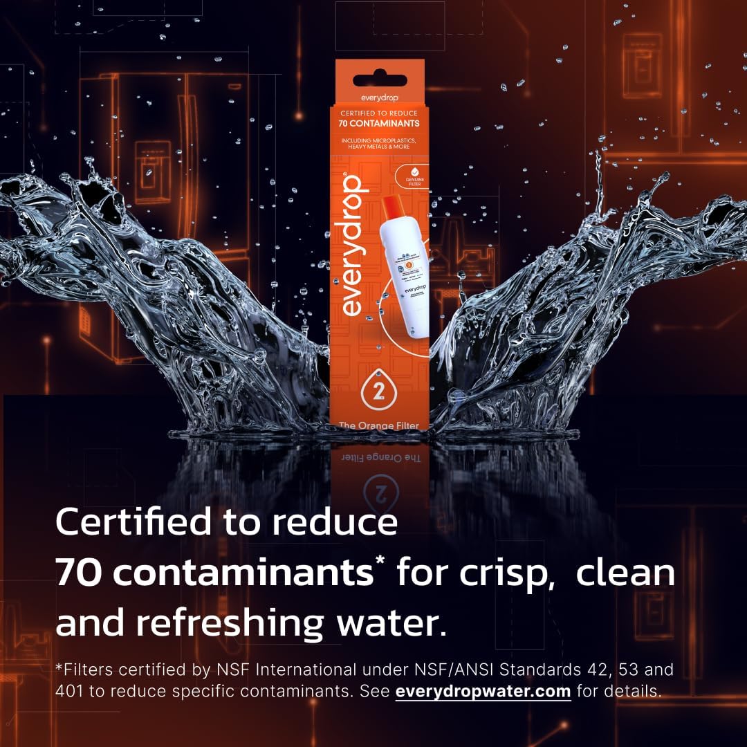 everydrop by Whirlpool Ice & Water Refrigerator Filter 2, Orange, EDR2RXD1