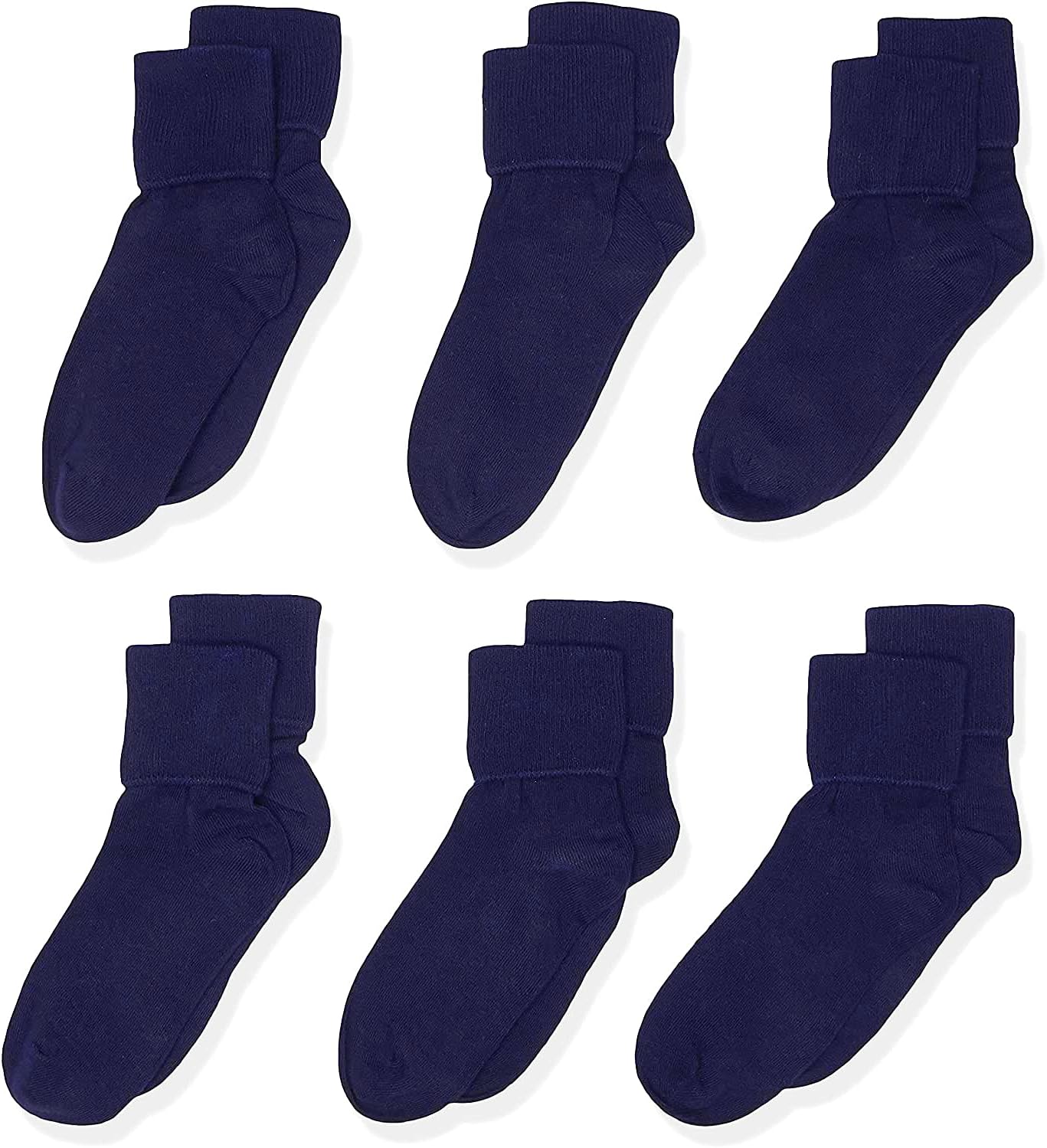 Jefferies Socks Girls 2-6X Seamless Turn Cuff 6 Pair Pack Socks
