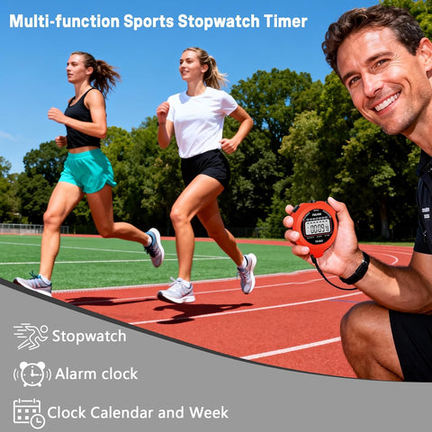 Stopwatch Timer, Digital Stop-Watch for Sports, Red