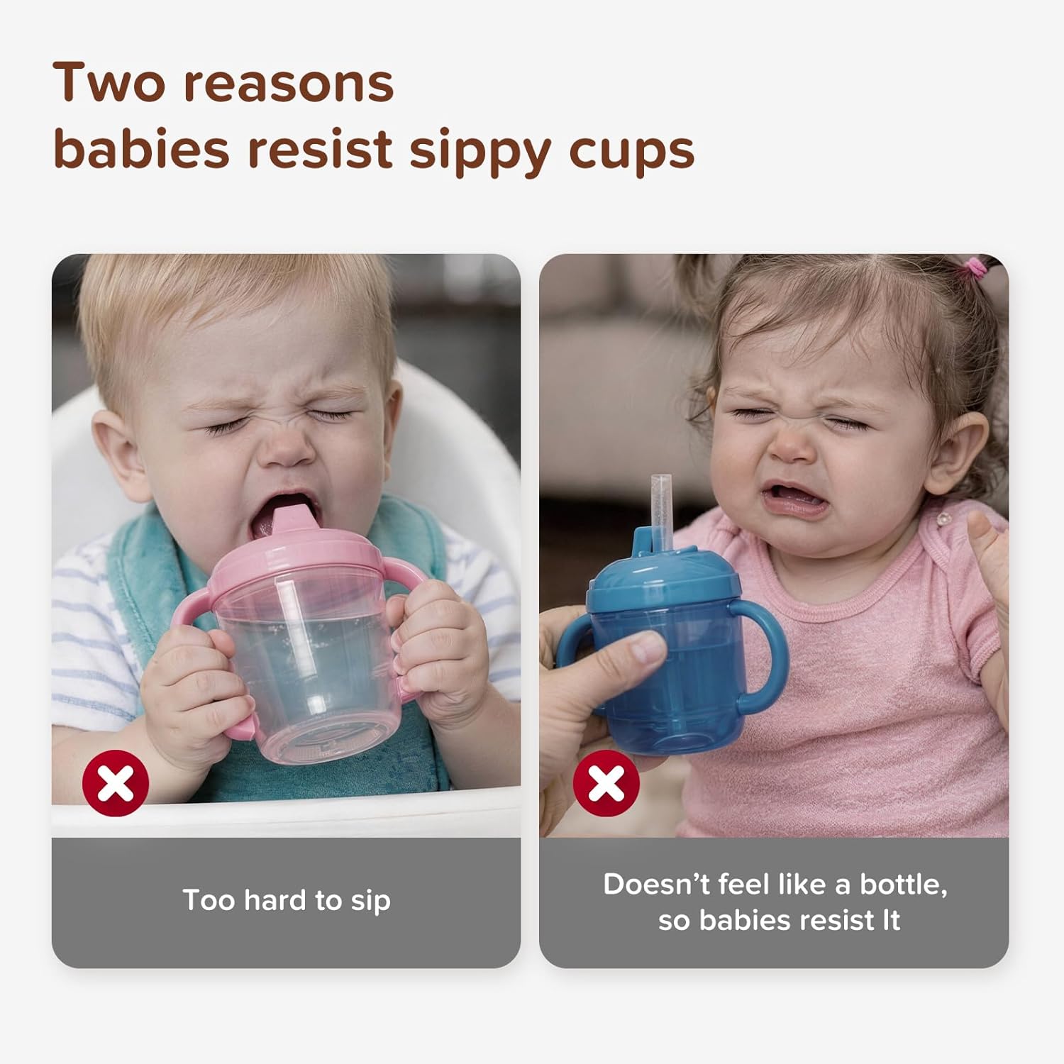 Thyseed Spill-Proof Weighted Straw Sippy Cup, Baby Transition Trainer, Soft Silicone Spout, BPA-Free, 6m+, 10 oz, 2 Pack