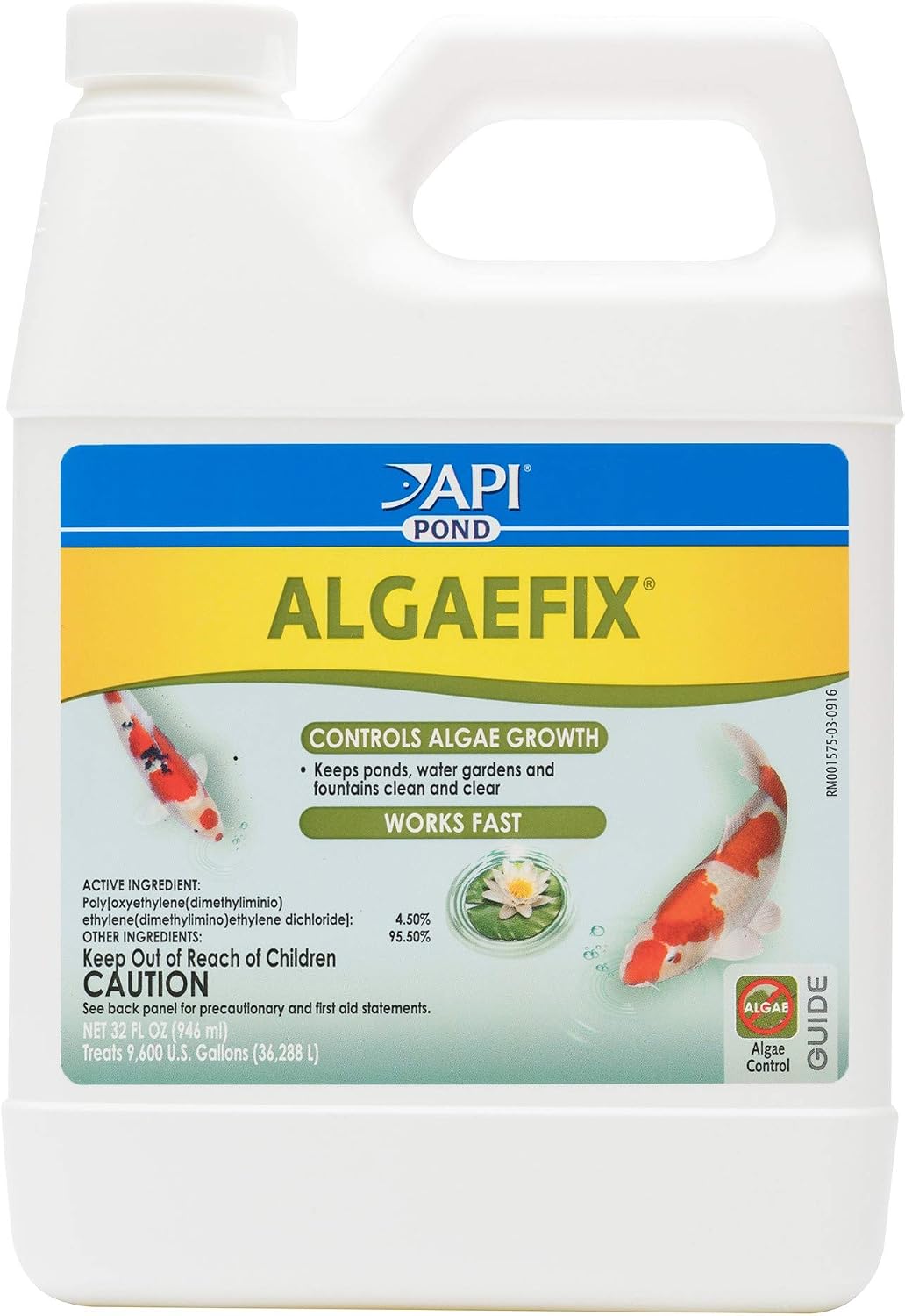 API POND ALGAEFIX (32 fl oz) Pond Algae Control - Copper Free - Clean, Clear Water - Up to 9600 Gallons - Safe for Fish & Plants - Water Gardens, Fountains - Natural Active Ingredient - EPA-Registered
