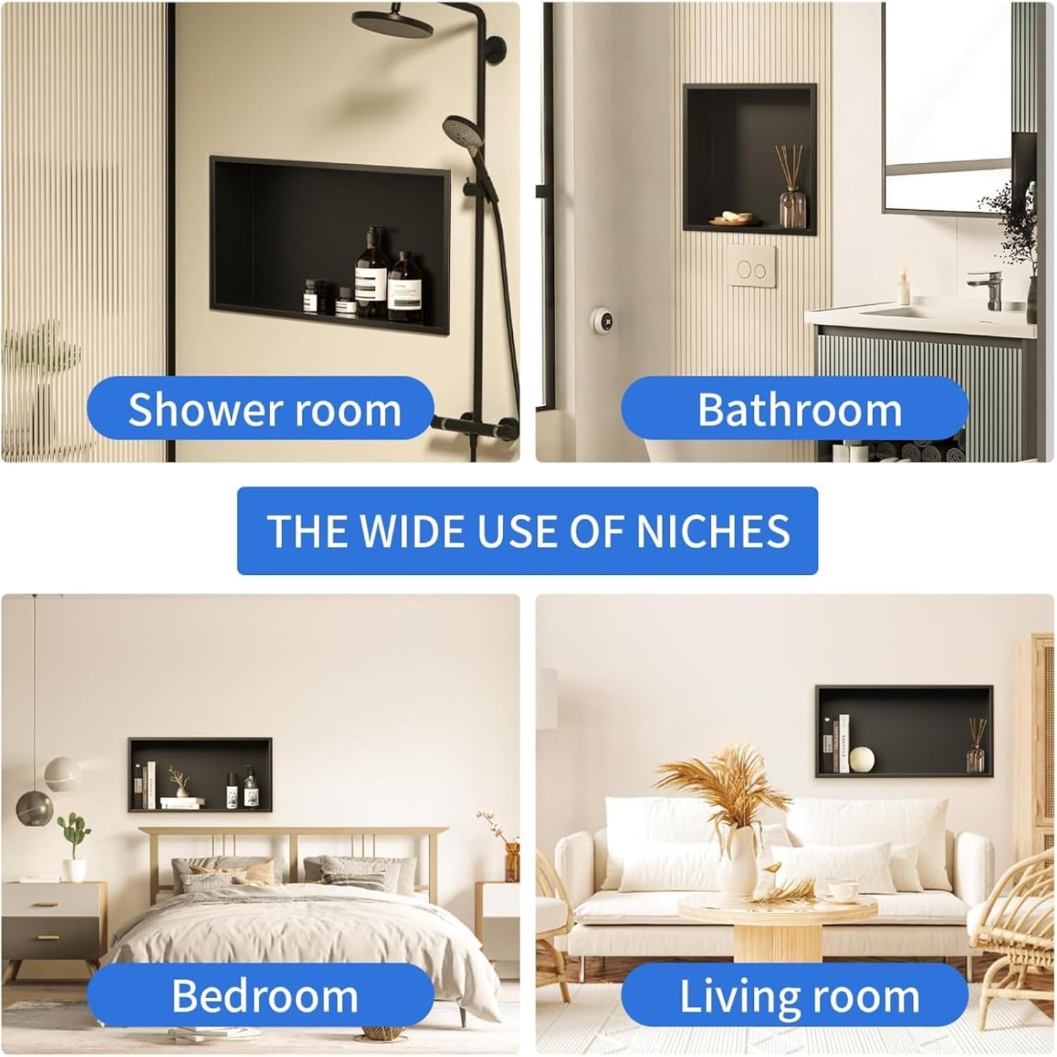 304 Stainless Steel Recessed Shower Niche 24" X 12" No Tile Needed