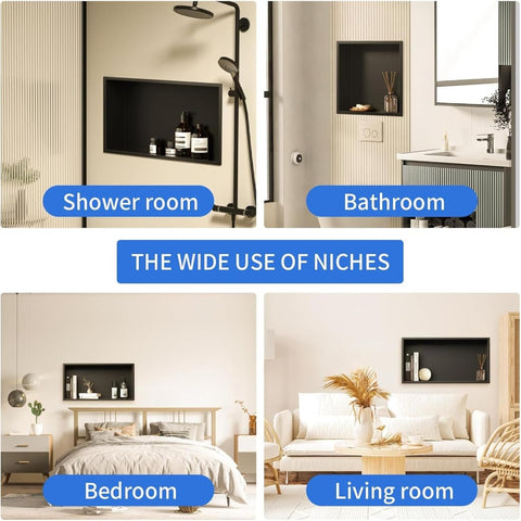 304 Stainless Steel Recessed Shower Niche 24" X 12" No Tile Needed