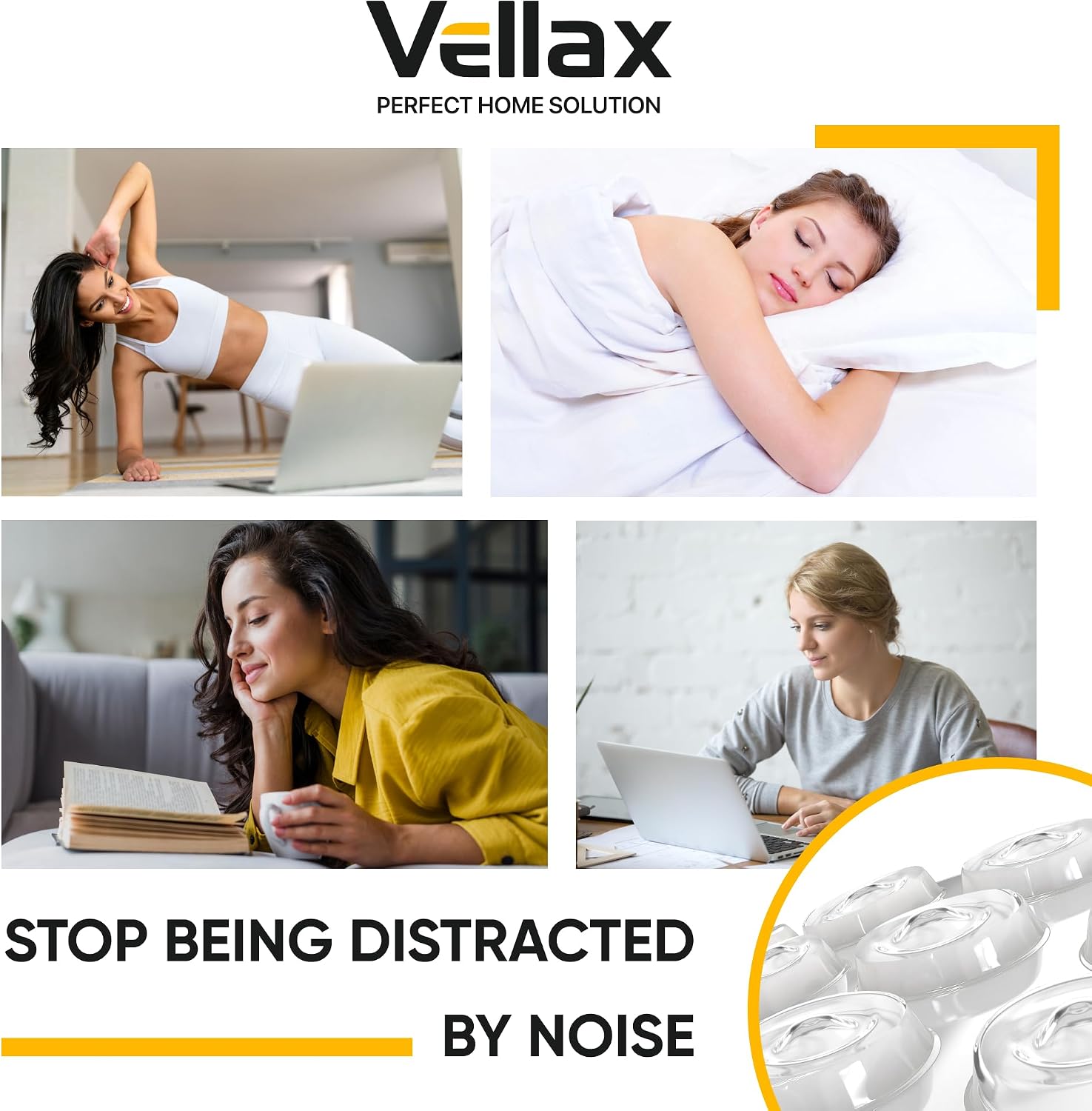 Vellax 128-Pack Clear Silicone Cabinet Bumpers, Self Adhesive Sticky Pads